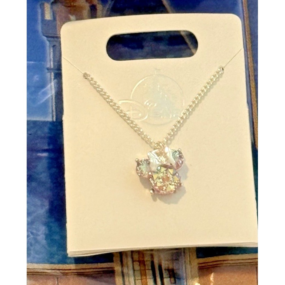 2026 Disney Parks Mickey Mouse Icon Necklace Clear Crystal Jewelry